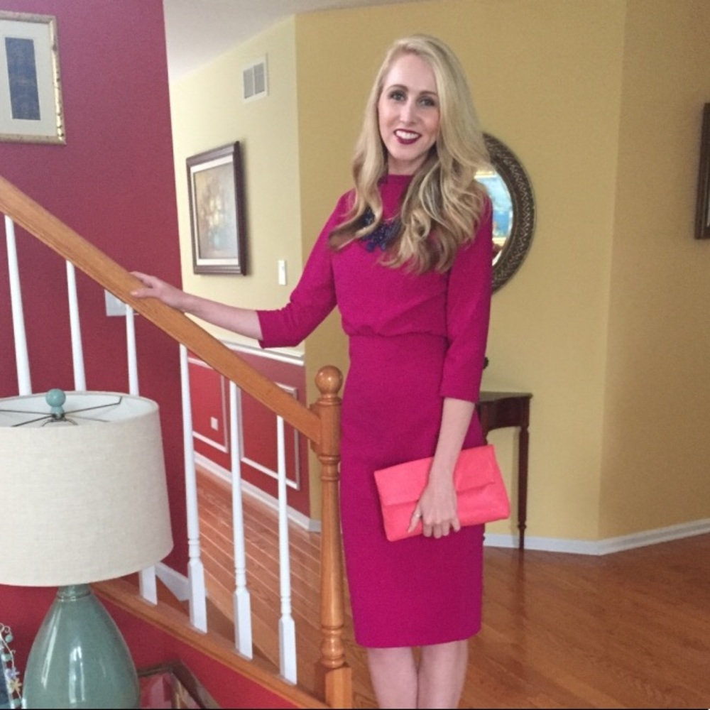 Badgley Mischka Fuchsia Pink Dolman Dress